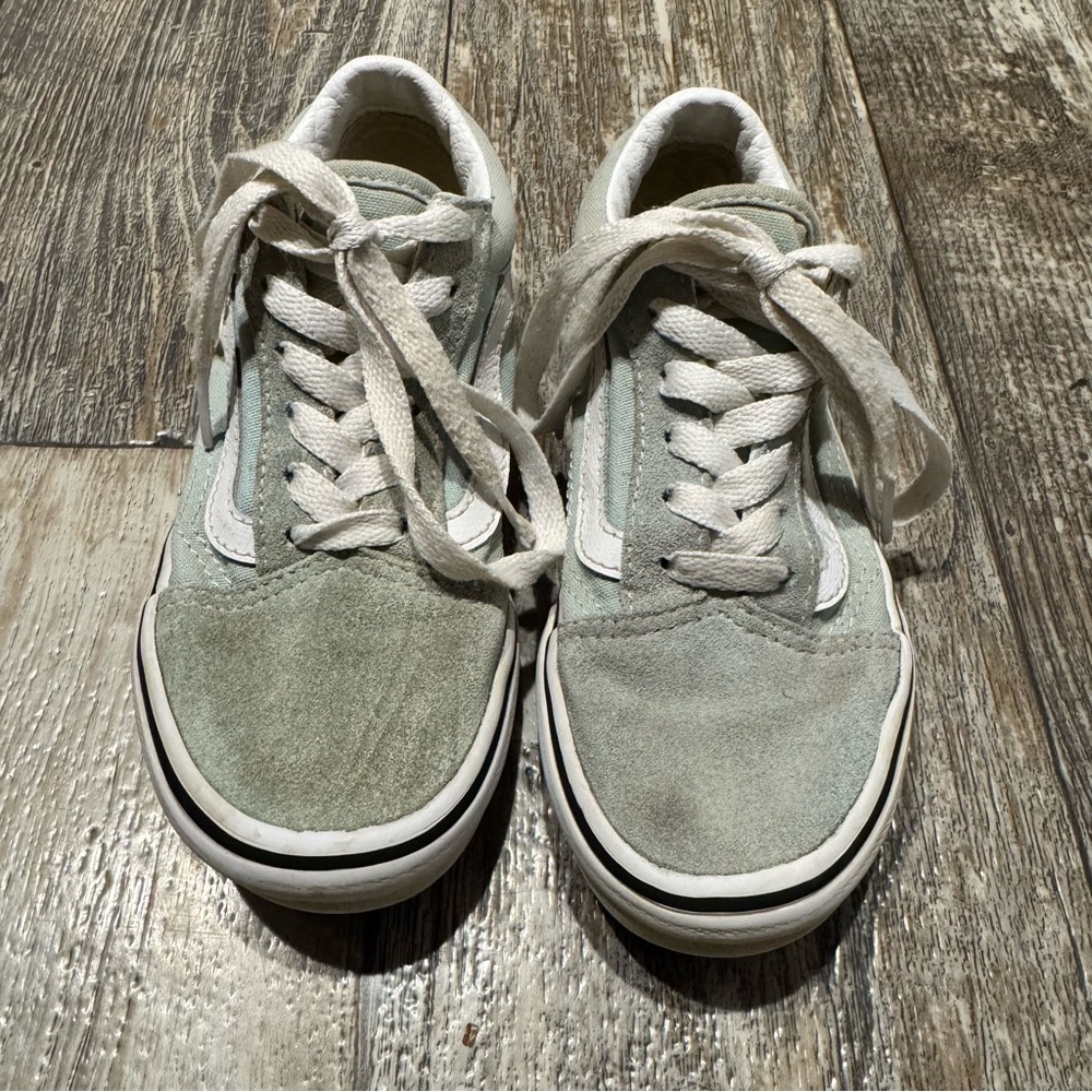 VANS Off the Wall Athletic Sneaker Shoes Youth Size 13 Light Green/Blue Canvas